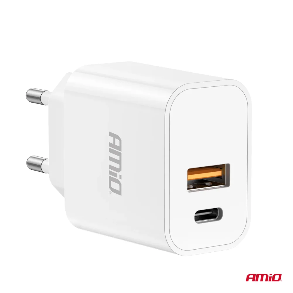 PRO-09 SÍŤOVÁ NABÍJEČKA USB+USB-C 20W AMIO 02935 - Obrázek 3