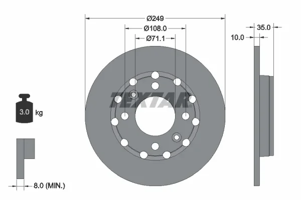 Brzdový kotouč TEXTAR 92325803 – OE 1643574180
