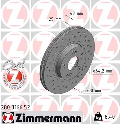 Brzdový kotouč ZIMMERMANN 280.3166.52 – OE 45251-SEA-E30