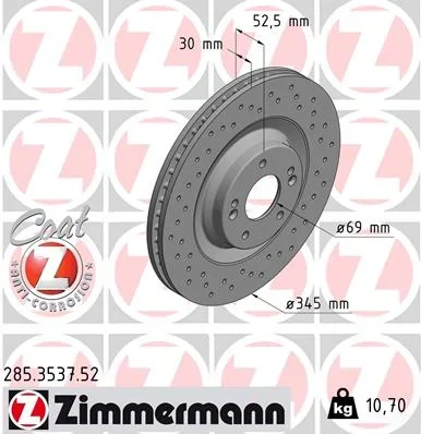 Brzdový kotouč ZIMMERMANN 285.3537.52 – OE 51712-S0100