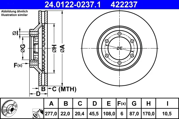 Brzdový kotouč ATE 24.0122-0237.1 – OE HQ232405 Brzdový kotouč ATE 24.0122-0237.1 – OE HQ232405