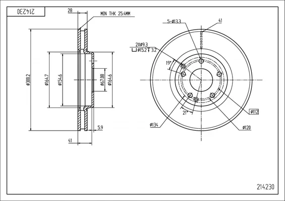 BRZ.KOTOUČ /P/ DB CLK 320,C208 97- HART 214230