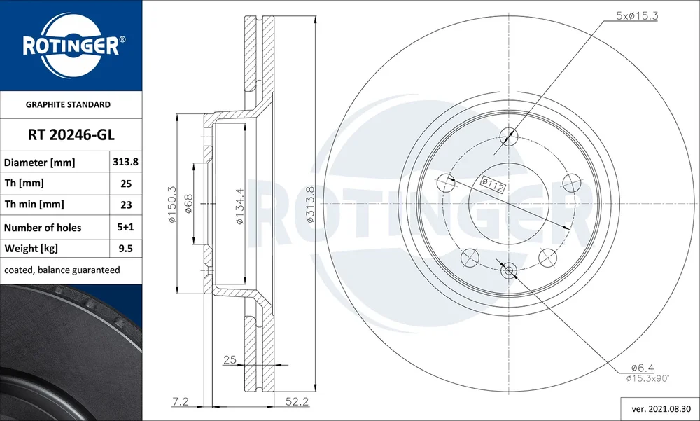 Brzdový kotouč ROTINGER RT20246-GL Brzdový kotouč ROTINGER RT20246-GL