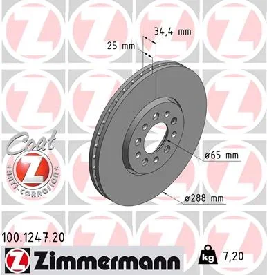 Brzdový kotouč ZIMMERMANN 100.1247.20