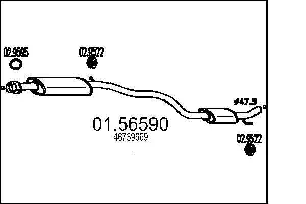 Stredni tlumic vyfuku MTS 01.56590 – OE 46739669