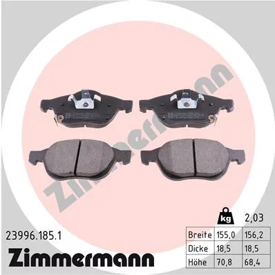 Sada brzdových destiček, kotoučová brzda ZIMMERMANN 23996.185.1