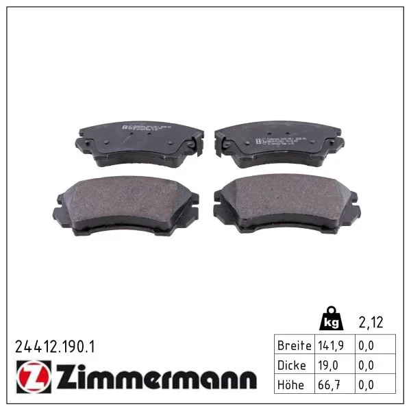 Sada brzdových destiček, kotoučová brzda ZIMMERMANN 24412.190.1