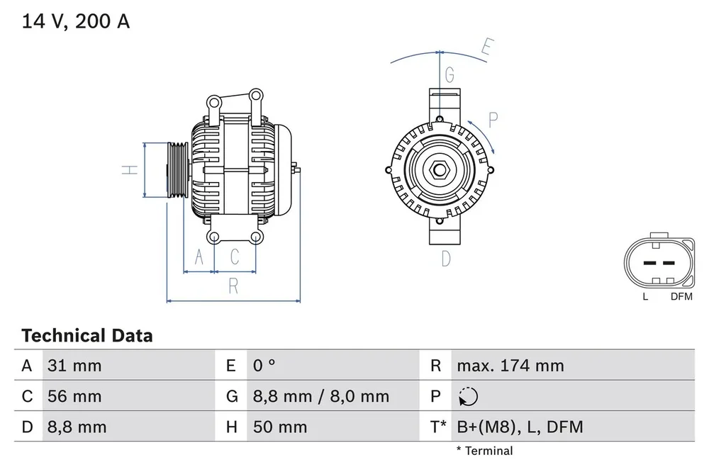 BO 0986046340 Alternátor BOSCH-výměnný díl