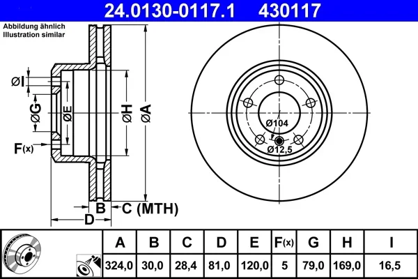 Brzdový kotouč ATE 24.0130-0117.1 – OE 34116750265