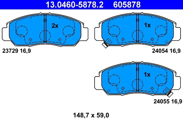Sada brzdových destiček, kotoučová brzda ATE 13.0460-5878.2