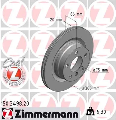 Brzdový kotouč ZIMMERMANN 150.3498.20 – OE 34216792227