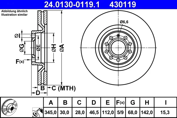 Brzdový kotouč ATE 24.0130-0119.1
