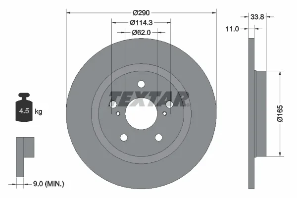 Brzdový kotouč TEXTAR 92195200 – OE 4243105070
