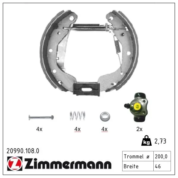 Sada brzdových čelistí ZIMMERMANN 20990.108.0