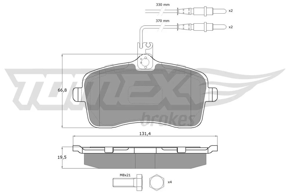 Sada brzdových destiček, kotoučová brzda Tomex Brakes TX14-67