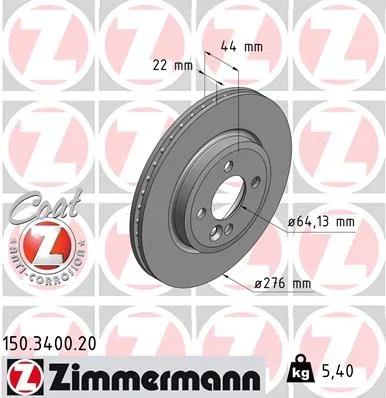 Brzdový kotouč ZIMMERMANN 150.3400.20 Brzdový kotouč ZIMMERMANN 150.3400.20