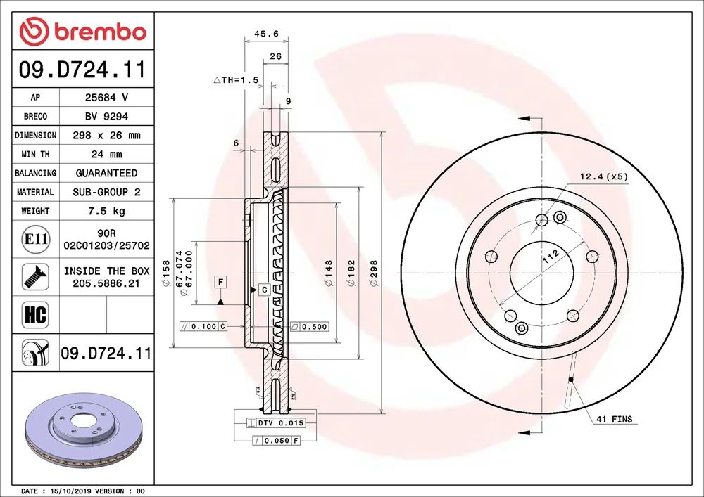Brzdový kotouč BREMBO 09.D724.11