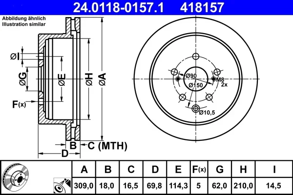Brzdový kotouč ATE 24.0118-0157.1 – OE 42431-48080