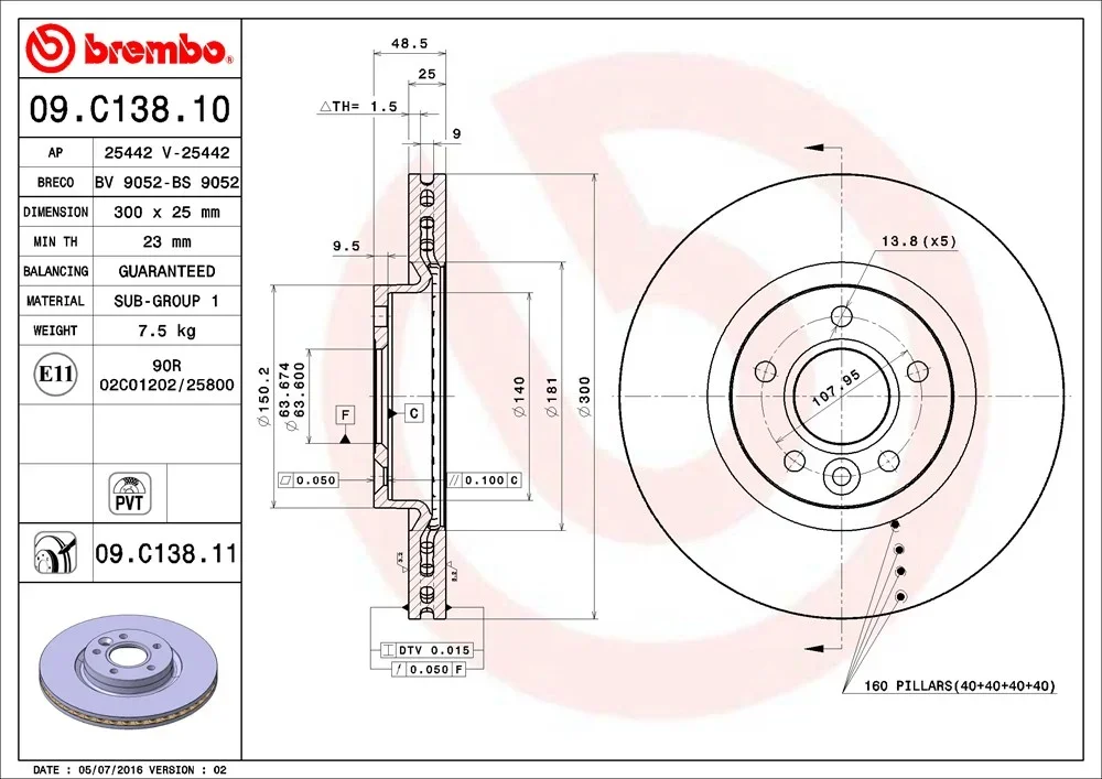 Brzdový kotouč BREMBO 09.C138.11