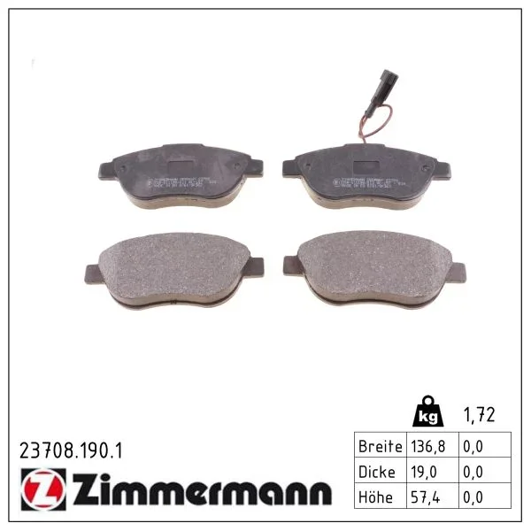 Sada brzdových destiček, kotoučová brzda ZIMMERMANN 23708.190.1