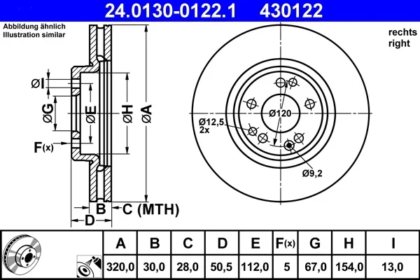 Brzdový kotouč ATE 24.0130-0122.1