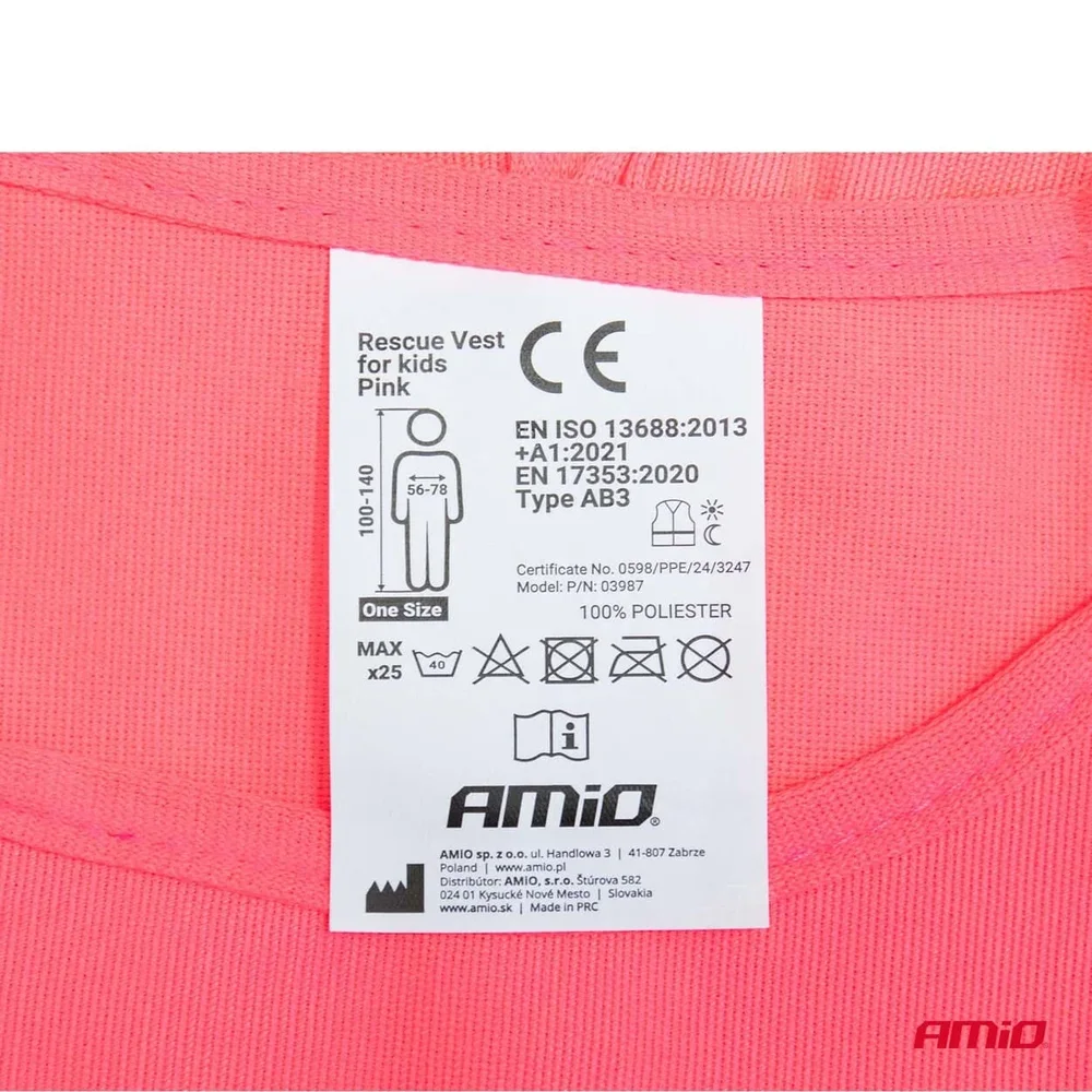 Výstražná vesta dětská růžová AMiO-03987 - Obrázek 4