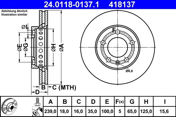 Brzdový kotouč ATE 24.0118-0137.1