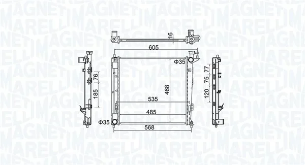 Chladič, chlazení motoru MAGNETI MARELLI 350213160500 Chladič, chlazení motoru MAGNETI MARELLI 350213160500