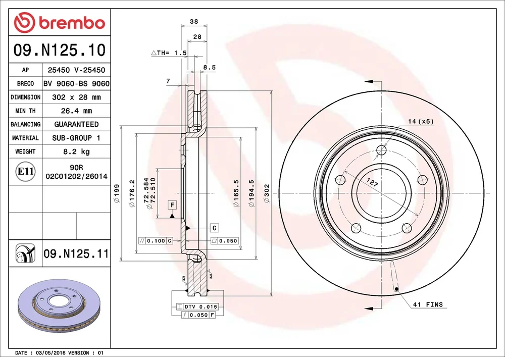 Brzdový kotouč BREMBO 09.N125.11