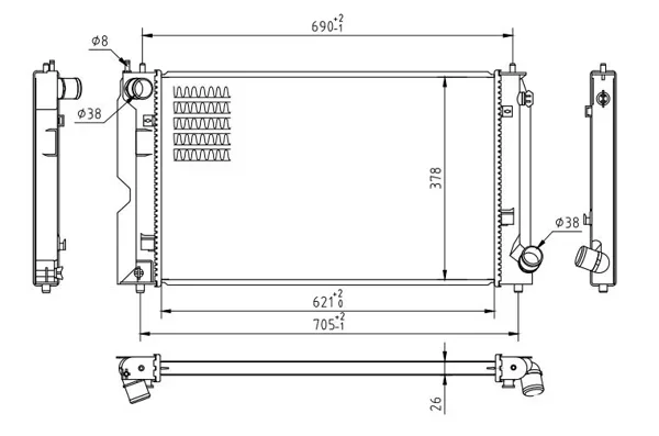 CHLADIČ COROLLA 2.0 D4D 01- HART 620236
