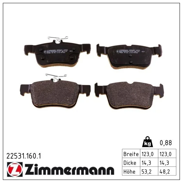 Sada brzdových destiček, kotoučová brzda ZIMMERMANN 22531.160.1