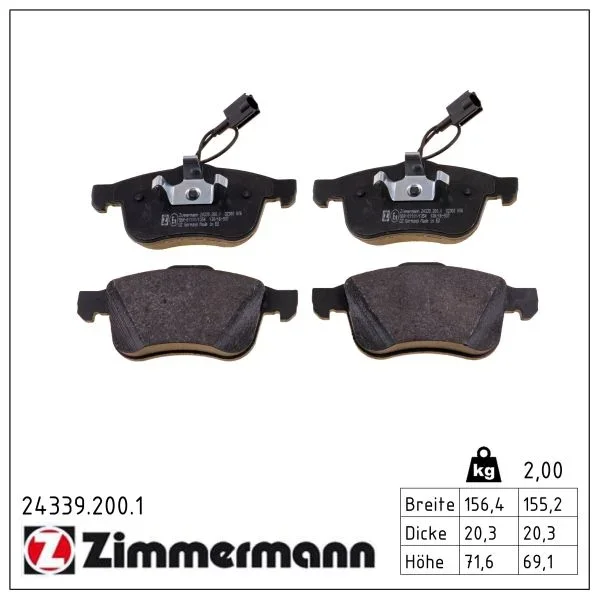 Sada brzdových destiček, kotoučová brzda ZIMMERMANN 24339.200.1