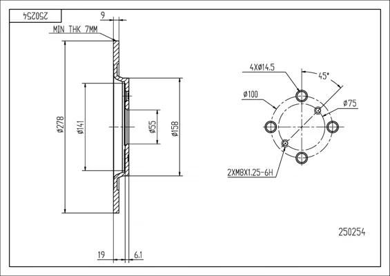 BRZD.KOTOUČ/T/ YARIS 1.4D-4D 05- HART 250254 BRZD.KOTOUČ/T/ YARIS 1.4D-4D 05- HART 250254