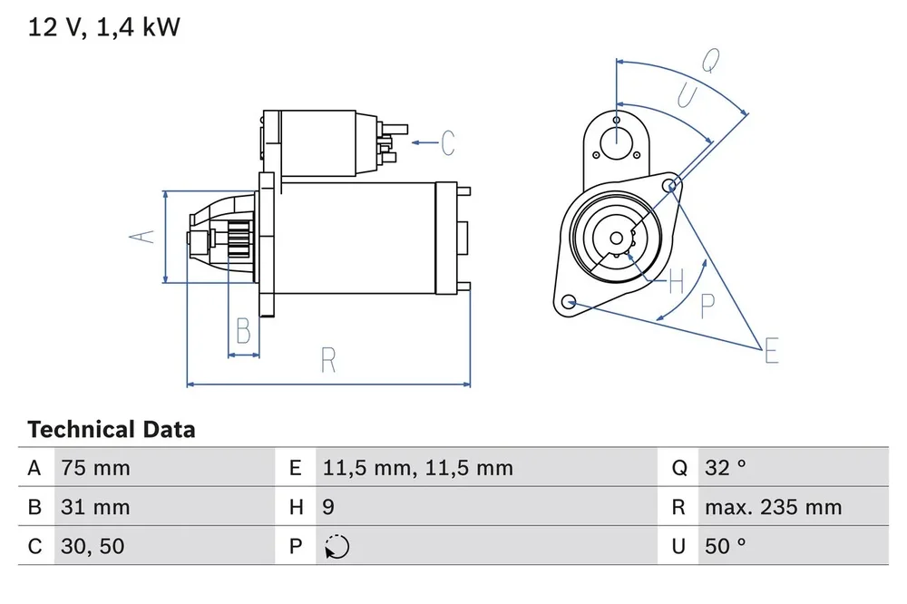 BO 0986019840 Startér BOSCH-výměnný díl