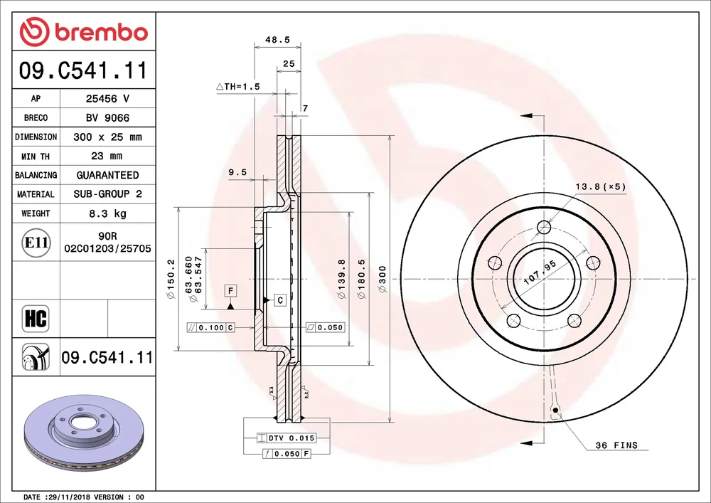 Brzdový kotouč BREMBO 09.C541.11