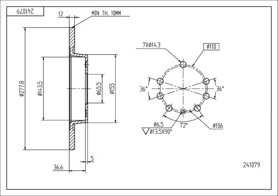 BRZ.KOTOUČ /Z/VECTRA C 02- /LAK/KPL HART 241079 BRZ.KOTOUČ /Z/VECTRA C 02- /LAK/KPL HART 241079