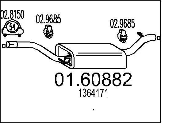 Zadni tlumic vyfuku MTS 01.60882 – OE 1364171 Zadni tlumic vyfuku MTS 01.60882 – OE 1364171