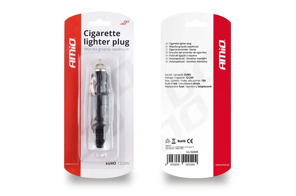 Krytka zásuvky autozapalovače EURO 12/24V AMIO 02049 - Obrázek 2