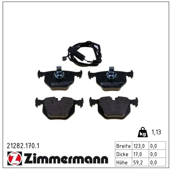 Sada brzdových destiček, kotoučová brzda ZIMMERMANN 21282.170.1
