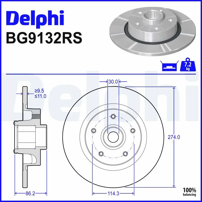 Brzdový kotouč DELPHI BG9132RS Brzdový kotouč DELPHI BG9132RS