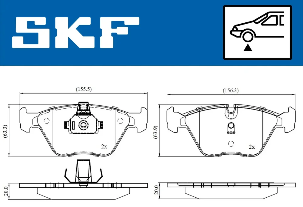 Sada brzdových destiček, kotoučová brzda SKF VKBP80311