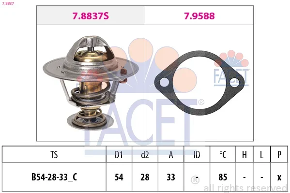 Termostat, chladivo FACET 7.8837 – OE 25500-27000