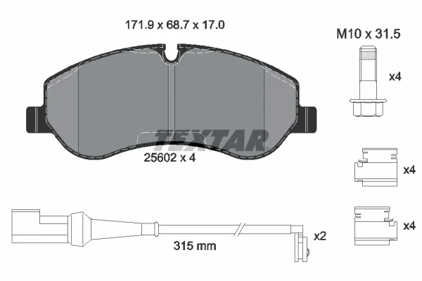 Sada brzdových destiček, kotoučová brzda TEXTAR 2560201