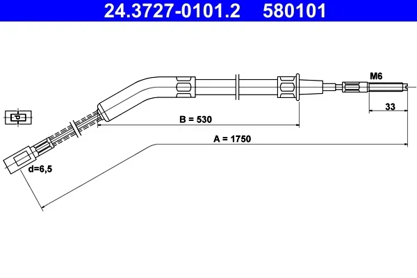 Tazne lanko, parkovaci brzda ATE 24.3727-0101.2 – OE 133609721