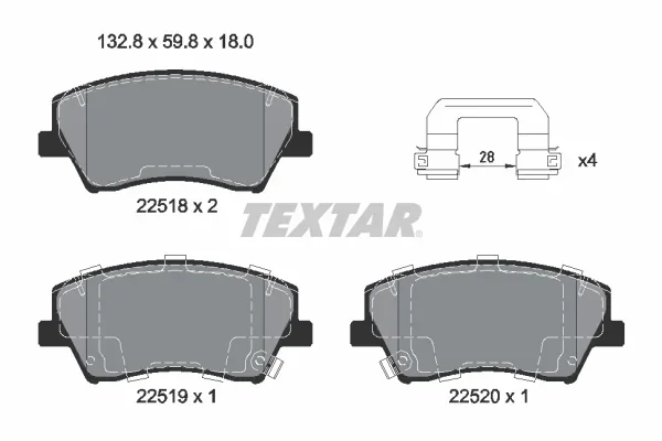 Sada brzdových destiček, kotoučová brzda TEXTAR 2251801