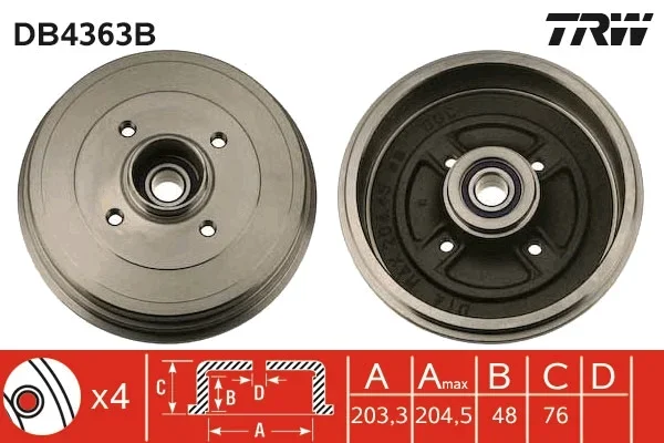 Brzdový buben TRW DB4363B – OE 8200276843 Brzdový buben TRW DB4363B – OE 8200276843