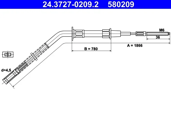 Tazne lanko, parkovaci brzda ATE 24.3727-0209.2 – OE 34411150896