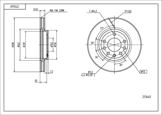 BRZ.KOTOUČ /P/ ASTRA 1.8,2.0 98- HART 215660
