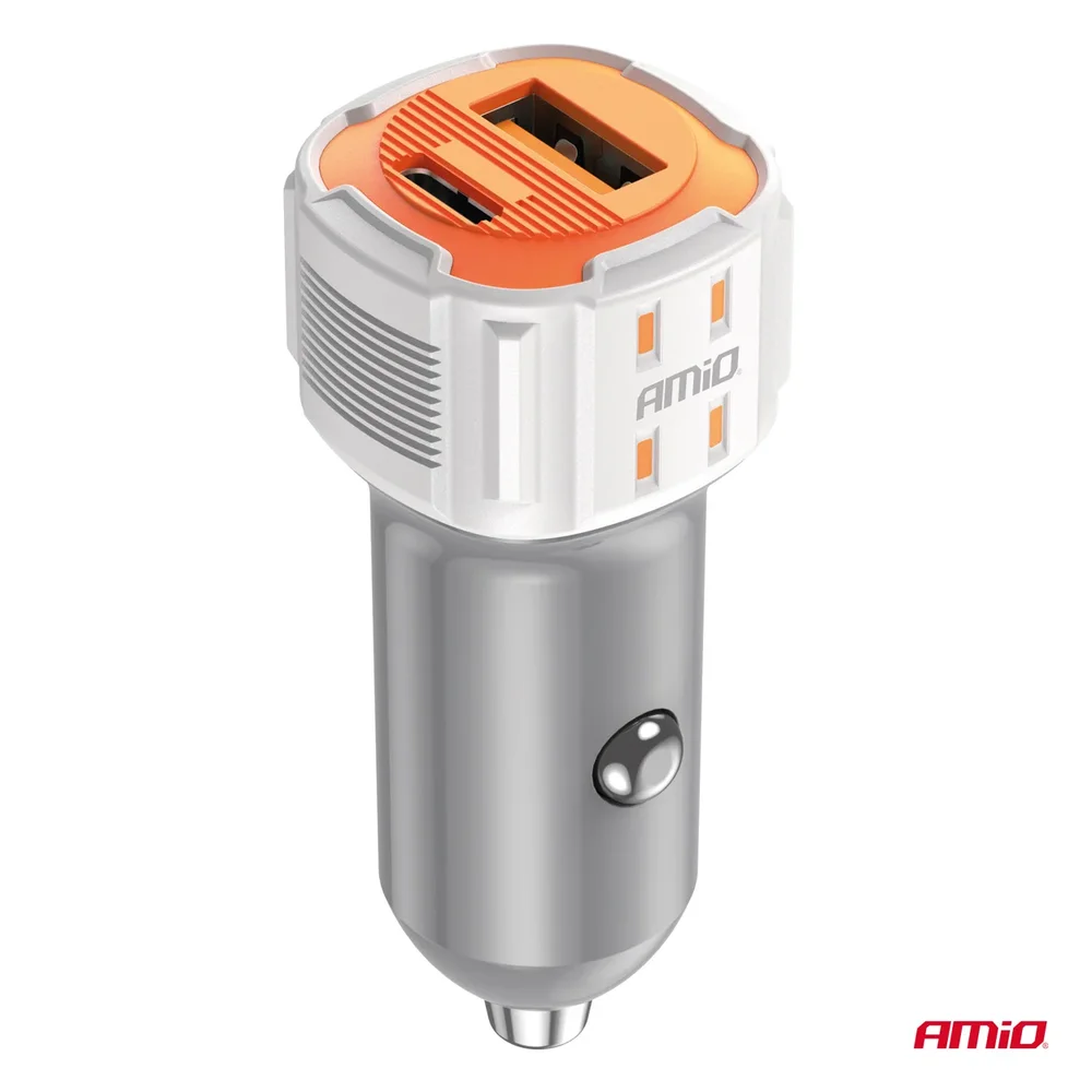 Nabíječka do auta USB-A + USB-C 20W 12/24V AMiO-03882 - Obrázek 2