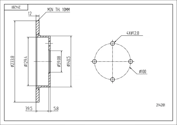 BRZ.KOTOUČ /P/ NISSAN MICRA 92- HART 214281